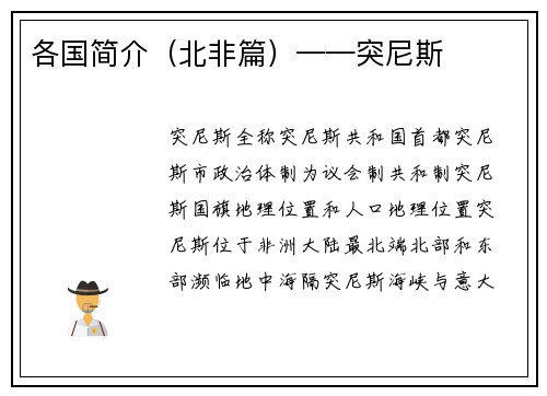 各国简介（北非篇）——突尼斯